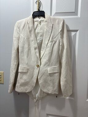 Veronica Beard Women's Ivory Single-Button Linen Blend Dickey Blazer Size 8